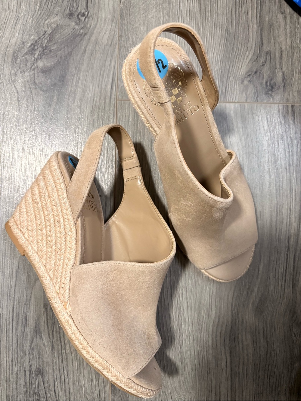 Vince Camuto Nude Suede Open-Toe Slingback Espadrilles